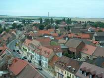 Laucha an der Unstrut - Blick vom Kirchturm Richtung Oberstadt und Obere Hauptstra�e - 11.08.2004