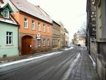 Laucha an der Unstrut - H�user in der Bahnhofstra�e Richtung Markt - Foto vom 12.02.2009
