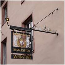Wirtshausschild der  B�rgerspital Weinstuben  in W�rzburg. 05/2009