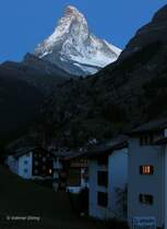Zermatt mit Matterhorn am 17.08.2005 fr�h 6:05 Uhr
