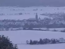 Laucha an der Unstrut - Blick vom Flugplatz auf die Kirche und die altstadt - Foto vom 02.01.2010