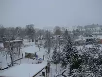 Laucha an der Unstrut - Blick �ber die tiefverschneiten G�rten an der Unstrut - Foto vom 02.01.2010
