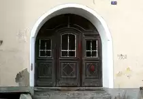 Schweiz - T�rportal Engadiner-Haus in Cinuos-chel-Brail am 15.10.2008