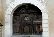 Schweiz - T�rportal Engadiner-Haus in Cinuos-chel-Brail am 15.10.2008