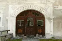 Schweiz - T�rportal Engadiner-Haus in Cinuos-chel-Brail am 15.10.2008