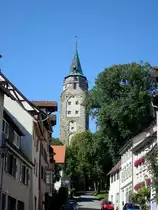 Rottweil, die �lteste Stadt in Baden-W�rttemberg,
der  Hochturm  wurde im 13.Jahrhundert am h�chsten Punkt der Stadt als Wach-und Gef�ngnisturm erbaut, 1556 auf 54m aufgestockt,
mit Aussichtsgalerie,
Aug.2010