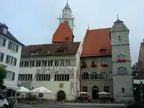 �berlingen am Bodensee,
das Rathaus 1332 erstmals genannt, 1513 wurde der  Pfennigturm  angebaut,
Juli 2010