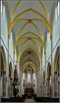 Die Stadtpfarrkirche St. Nikolaus in Zwiesel ist eine hochgew�lbte dreischiffige Basilika aus Rohziegelmauerwerk mit Langhaus und Querschiff. Sie wirkt durch ihren gewaltigen r�umlichen Umfang. Sie wurde durch den M�nchner Architekten Johann Baptist Schott im Stil der mittelalterlichen Hochgotik, mit zwei niedrigeren Seitenschiffen und einem hohen Hauptschiff und einen Querschiff errichtet. Bei der Gesamtrenovierung von 1983 bis 1987 erhielt der gesamte neugotische Innenraum eine neue Farbgebung, die den Raumeindruck steigert und dadurch die architektonische und k�nstlerische Qualit�t des gesamten Gotteshauses zur vollen Entfaltung bringt. 15.09.2010 (Jeanny)