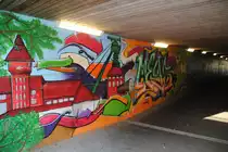 Grafftikunst in einen Fu�g�ngertunnel in Lehrte. Diese wurde von der Stadt Lehrte mal in Auftrag geben. Foto vom 18.Oktober 2010.