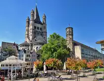 K�lner Rheinuferpromenade mit  Gro�er St. Martin  - 21.09.2010