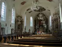 Ettenheimm�nster, im Innenraum der barocken Wallfahrtskirche St.Landelin steht die besterhaltene Silbermann-Orgel �stlich des Rheins, Okt.2010