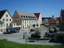 Ottobeuren im Unterallg�u, Blick auf den Marktplatz, der Ort ist anerkannter Kneippkurort und bekannt durch seine Klosteranlage, Aug.2010 