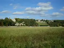 Dresden, die drei Elbschl�sser von den Elbwiesen aus gesehen, Okt.2009