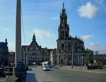 Dresden, Blick von der Augustusbr�cke auf die Hofkirche und das Georgentor, Okt.2009