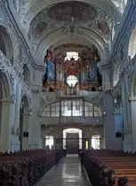 Waldsassen, die Stiftsbasilika besitzt eine der gr��ten Kirchenorgeln in Europa mit 7720 Pfeifen, gebaut von der bayrischen Firma Jann, Aufnahme vom Juni 2010 