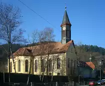 Freiburg-G�nterstal, die kath.Liebfrauenkirche von 1833 und das ehemalige Klostergeb�ude der Zisterzienserinnen, Feb.2011