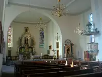Freiburg-G�nterstal, Innenraum der Liebfrauenkirche, erbaut 1833, Feb.2011