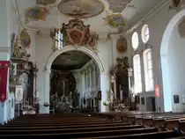 Altshausen, der barocke Innenraum der Schlo�-und Pfarrkirche, Mai 2010
