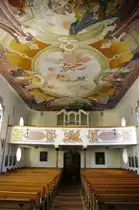 Attenhofen, St. Laurentius Kirche, Orgel und Deckenfresko, 
Landkreis Neu-Ulm (29.03.2011)