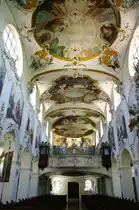 Gutenzell, Klosterkirche St. Kosmas und Damian, Deckengem�lde und
Orgel, Landkreis Biberach (18.05.2011)