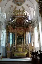 Ebersm�nster im Elsa�, der kunstvolle Altar der St.Mauritius-Kirche, Mai 2011