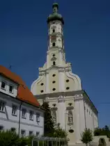 Obermedlingen, Stiftskirche Mari� Himmelfahrt, erbaut von 1700 bis 1721 
von Valerian Brenner, Landkreis Dillingen (28.06.2011)