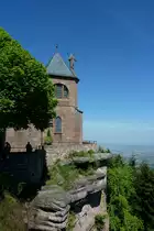 Kloster St.Odilien, die Klosterkirche in 763m H�he mit herrlicher Aussicht in die Rheinebene, der meistbesuchte Wallfahrtsort in den Vogesen, April 2011