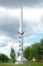 Eine Rakete in Kiruna erinnert an Esrange(European Space and Sounding Rocket Range) einem Raketenstartplatz f�r den Start von H�henforschungsraketen in der N�he von Kiruna. (18.06.2011)