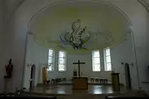 Boll, Pfarrkirche St.Nikolaus, das Deckengem�lde in der Apsis von F.Domes, der  Ge�ffnete Himmel �ber Boll , Juli 2011