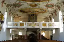 Sontheim, sp�tbarocke Orgelempore in der St. Martin Kirche, 
Kreis Unterallg�u (05.05.2011)