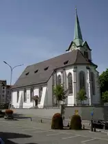 Herisau, Reformierte Kirche, erbaut von 1516 bis 1520 von Lorenz Reder 
im sp�tgotischen Stil (21.08.2011)