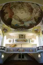 Mindelzell, Wallfahrtkirche Hl. Kreuz, Deckengem�lde von Franz Martin Kuen, 
Landkreis G�nzburg (29.08.2011)