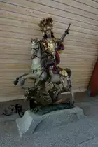 Bleibach im Elztal/Schwarzwald, der heilige St.Georg steht in der St.Georgskirche, das Barockkunstwerk aus Lindenholz gefertigt stammt aus der Zeit um 1699, Aug.2011 