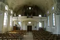 Brugg, Orgelempore der St. Niklaus Kirche, Kanton Aargau (19.04.2011)