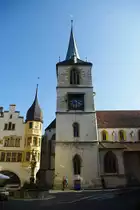 Biel, sp�tgotische Ref. Stadtkirche St. Benedikt, erbaut im 15. Jahrhundert,
Kanton Bern (01.10.2011)
