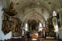 Niederrieden, Kanzel und Alt�re der St. Georg Kirche, Kreis Unterallg�u 
(16.04.2011)