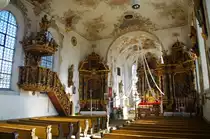 Leuterschach, St. Johannes Kirche, Barockalt�re von der T�rkheimer Bergm�ller 
Werkstatt, Kreis Ostallg�u (16.10.2011)