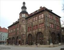 Das 1952 wiederaufgebaute Rathaus Nordhausen / Th�ringen (beim britischen Luftangriff am 3./4. April 1945 auf zivile Ziele waren 75% der Stadt zerst�rt worden) - 09.04.2007