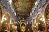 Haslen, Kath. Pfarrkirche Maria Hilf, Gnadenbild um 1650, Barockstatuen von 1649, 
Appenzell (21.08.2011)