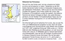 Castle Combe-Grafschaft Wiltshire. Die R�ckseite des Kalenderblatts vom vorigen Bild mit interessanten Informationen. 28.8.2009