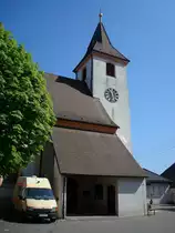K�nigschaffhausen am Kaiserstuhl, die evangelische Kirche des Ortes, Aug.2010