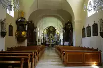 Asparn, Schlo�kirche St. Pankratius, Hochaltar von 1765 von Anton Hardmuth, 
Altarbild von Johann Greippel (04.06.2011)