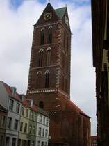Kirchturm von St. Marien in Wismar. Die Kirche wurde 1945 schwer besch�digt und 1960 gesprengt. Nur der Turm blieb stehen.

Aufgenommen im April 2007