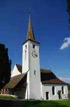 Oberwil bei B�ren, Ref. Kirche St. Maria, Sp�tgotischer Chor von 1507, Schiff neu 
erbaut 1604 (18.04.2011)