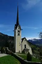 Seewis bei Klosters, Ref. Kirche, Sp�tgotischer Saalbau von 1487, Schiff 
barockisiert 1758 (03.04.2011)