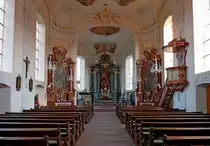 Merdingen, bedeutende K�nstler wie Feuchtmayer, Spiegler, Wentzinger u.a. haben den Innenraum der St.Remigius-Kirche gestaltet, Nov.2011