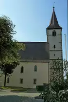 M�llheim, die Martinskirche, �ltestes und kulturhistorisch bedeutsamstes Geb�ude der Stadt, der Turm stammt noch aus dem 12.Jahrhundert, heute f�r Konzerte und Veranstaltungen genutzt, Aug.2011