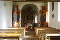 Rauns, St. Cosmas und Damian Kirche, Alt�re um 1700, Fig�rlicher Schmuck aus 
dem 13. bis 15. Jahrhundert (23.10.2011)