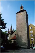 Der Turm der Peterskirche, der �ltesten Kirche Lindaus. Scan eines Dias aus dem Sommer 1979.