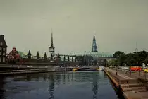Kopenhagen, Blick auf die Alte B�rse(links) und das Schlo� Christiansborg, Scan von einem 1985 aufgenommenen Dia, M�rz 2012 